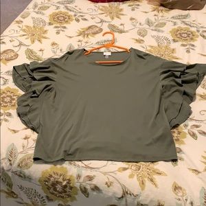 Knit ruffle sleeve top